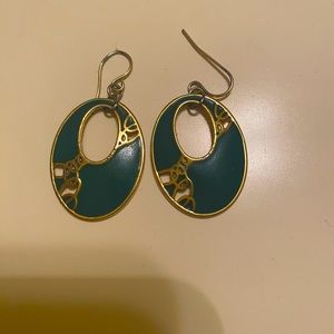 Green and gold earrings